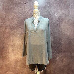 Grey Sheer Long Sleeve Blouse